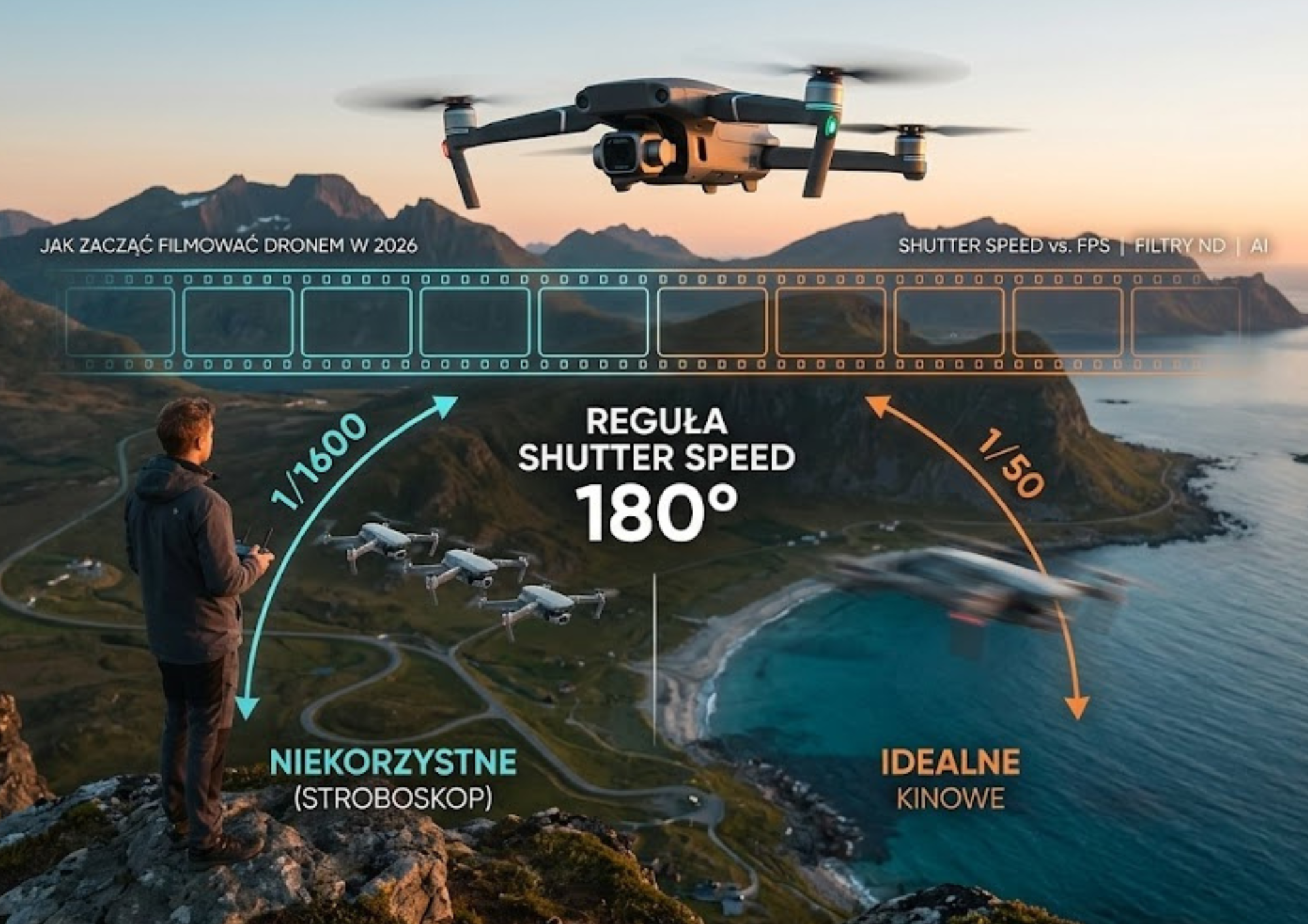 zasada 180 stopni czlowiek zdronem na wybrzezu